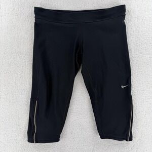 Nike Leggings Womens Large Black Dri-FIT 3/4 Compression Running Capri Leggings